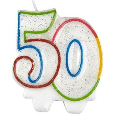 Bougie Gâteau Anniversaire 50 Ans Blanc Brillant Amscan 9900812 7,5 Cm - Publicité Bougie Gâteau Anniversaire 50 Ans Blanc Brillant Amscan 9900812 7,5 Cm - Publicité