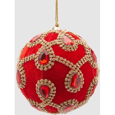 Edg Enzo De Gasperi Boule De Sapin 10cm Velours Avec Gemmes Rouge - Publicité Edg Enzo De Gasperi Boule De Sapin 10cm Velours Avec Gemmes Rouge - Publicité