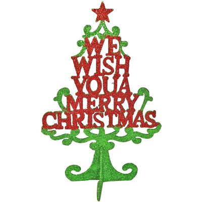 Pms International Ornement Sapin De Noël Pailleté Avec Inscription 25cm Debout Décor Rouge Vert - Publicité Pms International Ornement Sapin De Noël Pailleté Avec Inscription 25cm Debout Décor Rouge Vert - Publicité