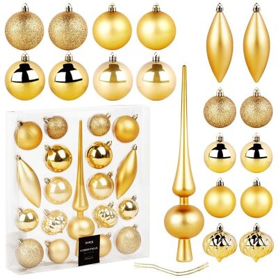 Sans Marque Boules De Noël Incassables En Or Avec Pointes, 19 Pièces. Publicité Sans Marque Boules De Noël Incassables En Or Avec Pointes, 19 Pièces. Publicité