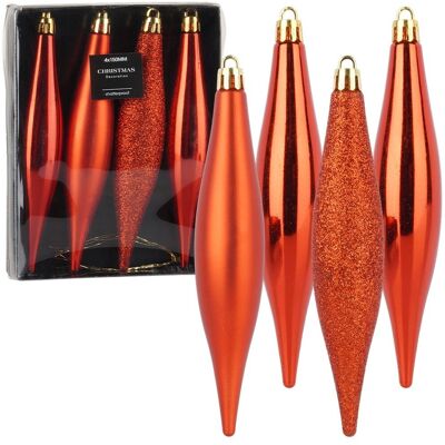 Sans Marque Boules De Noël Incassables En Forme De Glaçons Rouges, 15 Cm, Lot De 4. Publicité Sans Marque Boules De Noël Incassables En Forme De Glaçons Rouges, 15 Cm, Lot De 4. Publicité