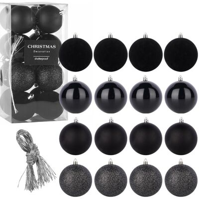 Sans Marque Boules De Noël Incassables Noires 6 Cm 16 Pièces. Publicité Sans Marque Boules De Noël Incassables Noires 6 Cm 16 Pièces. Publicité