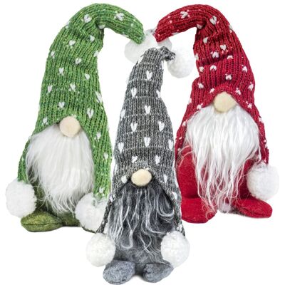 Sans Marque Ensemble 3 Gnomes Noël Rouge Vert Gris 30cm - Publicité Sans Marque Ensemble 3 Gnomes Noël Rouge Vert Gris 30cm - Publicité