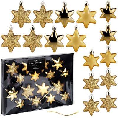 Sans Marque Boules De Noël Incassables, Étoiles Dorées, 6/5 Cm, 16 Pièces. Publicité Sans Marque Boules De Noël Incassables, Étoiles Dorées, 6/5 Cm, 16 Pièces. Publicité