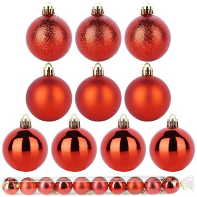 Sans Marque Boules De Noël Incassables Rouges 5 Cm, Lot De 10. Publicité Sans Marque Boules De Noël Incassables Rouges 5 Cm, Lot De 10. Publicité