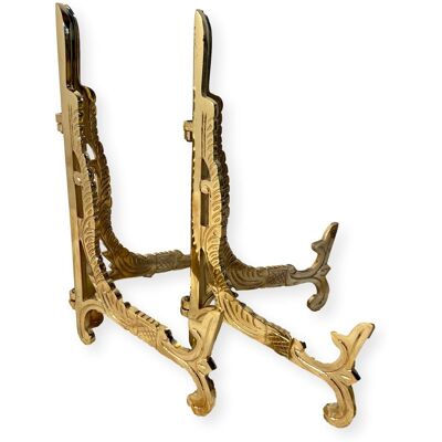 Thorness Pair Of Large 10 Inch Metal Easel Brass Finish Plate Holder Display Stand - Publicité Thorness Pair Of Large 10 Inch Metal Easel Brass Finish Plate Holder Display Stand - Publicité