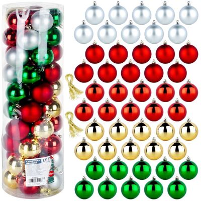 Sans Marque Boules De Noël Incassables Argent Rouge Or Vert 6 Cm 50 Pcs. Publicité Sans Marque Boules De Noël Incassables Argent Rouge Or Vert 6 Cm 50 Pcs. Publicité