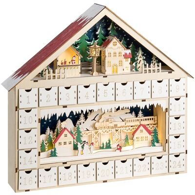 Beliani Calendrier De L'Avent Décoratif À Led En Bois En Forme De Maison Fonctionnement - Publicité Beliani Calendrier De L'Avent Décoratif À Led En Bois En Forme De Maison Fonctionnement - Publicité