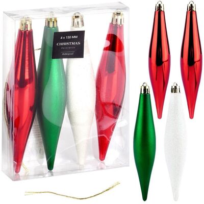 Sans Marque Boules De Noël Incassables Glaçons Rouge Vert Blanc 15 Cm 4 Pcs. Publicité Sans Marque Boules De Noël Incassables Glaçons Rouge Vert Blanc 15 Cm 4 Pcs. Publicité