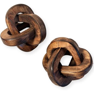 Thorness Pair Of Rustic Wooden 3-Link Knot Ornaments For Home - Publicité Thorness Pair Of Rustic Wooden 3-Link Knot Ornaments For Home - Publicité