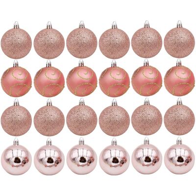 Pms International Décorations De Sapin En Boules En Verre Incassables - 24 X 60mm Or Rose - Publicité Pms International Décorations De Sapin En Boules En Verre Incassables - 24 X 60mm Or Rose - Publicité