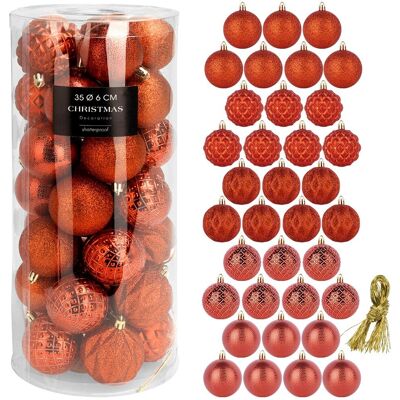 Sans Marque Boules De Noël Incassables Rouges 6 Cm 35 Pièces. Publicité Sans Marque Boules De Noël Incassables Rouges 6 Cm 35 Pièces. Publicité