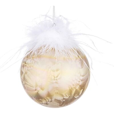 Bizzotto Décoration Sphère Boule De Noël Avec Plumes 10cm Or Verre - Publicité Bizzotto Décoration Sphère Boule De Noël Avec Plumes 10cm Or Verre - Publicité