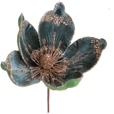 Bianchi Dino Magnolia Fleur Pick Vert 15cm Velours Décoration Noël - Publicité Bianchi Dino Magnolia Fleur Pick Vert 15cm Velours Décoration Noël - Publicité