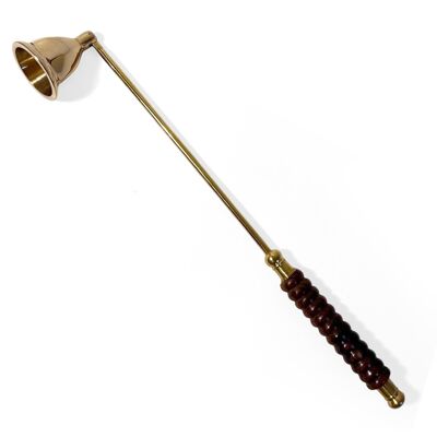 Thorness Brass Candle Snuffer 25cm Long Handle With Wooden Grip, Safe Wick Extinguisher - Publicité Thorness Brass Candle Snuffer 25cm Long Handle With Wooden Grip, Safe Wick Extinguisher - Publicité