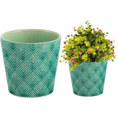 Sans Marque Pot De Fleurs En Céramique, Vert, Élégant, 13,5 X 13 Cm - Publicité Sans Marque Pot De Fleurs En Céramique, Vert, Élégant, 13,5 X 13 Cm - Publicité