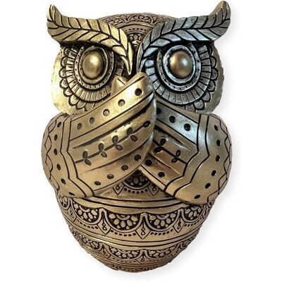 Thorness Gold-Colored 13 Cm Golden Owl Figurine - Brilliant Gold Hue - Publicité Thorness Gold-Colored 13 Cm Golden Owl Figurine - Brilliant Gold Hue - Publicité