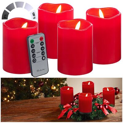 Britesta 4 bougies De L'Avent En Cire Led Effet Flamme Télécommandées - Coloris Rouge - - Publicité Britesta 4 bougies De L'Avent En Cire Led Effet Flamme Télécommandées - Coloris Rouge - - Publicité
