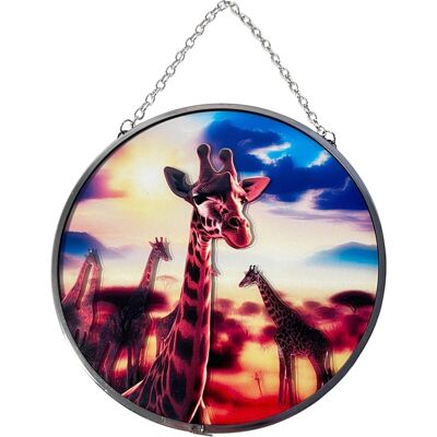 Thorness Giraffe Design 6-Inch Stained Glass Suncatcher - Handcrafted Window Decor - Publicité Thorness Giraffe Design 6-Inch Stained Glass Suncatcher - Handcrafted Window Decor - Publicité
