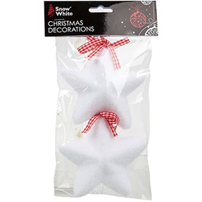 Snow White Décoration Suspendue Pour Arbre De Noël Effet Neige 2 Paquet 12cm - Étoiles - Publicité Snow White Décoration Suspendue Pour Arbre De Noël Effet Neige 2 Paquet 12cm - Étoiles - Publicité