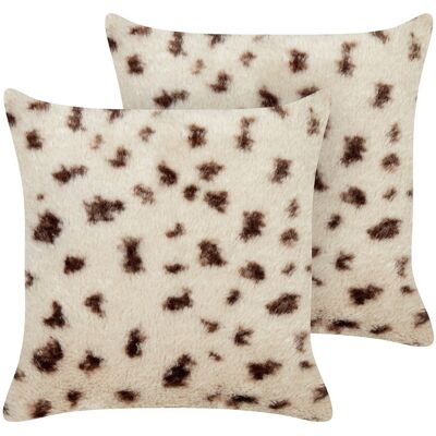 Ensemble de 2 Coussins en Faux Fur Beige Clair - Coussins - Publicité Ensemble de 2 Coussins en Faux Fur Beige Clair - Coussins - Publicité