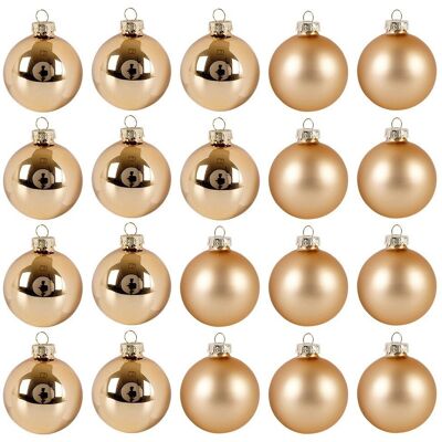 Artemis Ensemble De 20 Boules De Noël En Verre Doré Pour Sapin. Publicité Artemis Ensemble De 20 Boules De Noël En Verre Doré Pour Sapin. Publicité