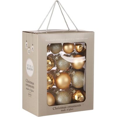 Mica Decorations Boules De Noël - 26 Pièces - Ø7 Cm - Verre - Or - Publicité Mica Decorations Boules De Noël - 26 Pièces - Ø7 Cm - Verre - Or - Publicité