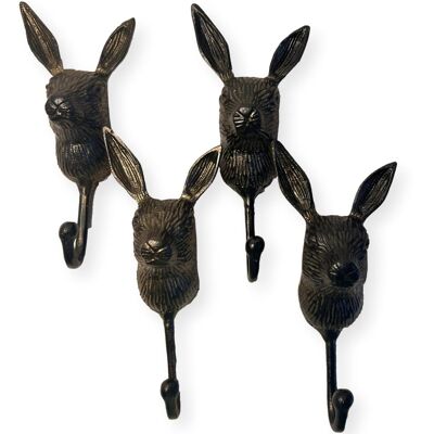 Thorness Set Of Four Wall-Mounted Cast Iron Rabbit Head Hook - Publicité Thorness Set Of Four Wall-Mounted Cast Iron Rabbit Head Hook - Publicité