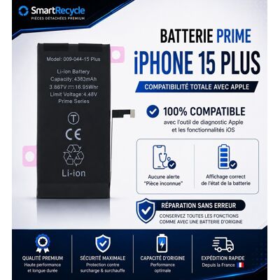 Batterie Iphone 15 Plus Prime Compatible Reconnu Par Iphone Comme D’origine - Publicité Batterie Iphone 15 Plus Prime Compatible Reconnu Par Iphone Comme D’origine - Publicité