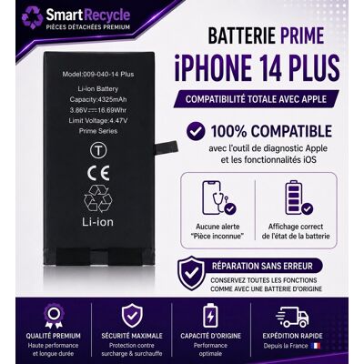 Batterie Iphone 14 Plus Prime Compatible Reconnu Par Iphone Comme D’origine - Publicité Batterie Iphone 14 Plus Prime Compatible Reconnu Par Iphone Comme D’origine - Publicité