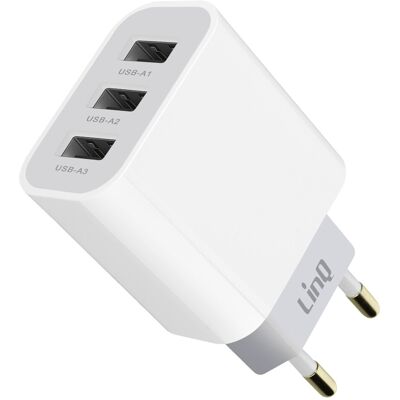 Linq Chargeur Secteur Triple Usb Puissance 15.5w Format Compact Blanc - Publicité Linq Chargeur Secteur Triple Usb Puissance 15.5w Format Compact Blanc - Publicité