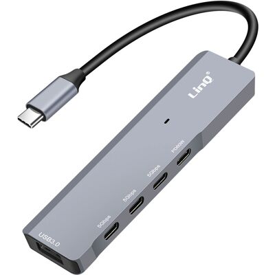 LinQ Hub USB-C - 3x USB C 5Gbps + USB 3.0 + 60W PD - Noir - Publicité LinQ Hub USB-C - 3x USB C 5Gbps + USB 3.0 + 60W PD - Noir - Publicité