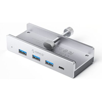 Usb-C-Hub Orico Mh4pc Mit Klemme, 3x Usb-A 3.0 + 1x Usb-C 3.0, Silber - Publicité Usb-C-Hub Orico Mh4pc Mit Klemme, 3x Usb-A 3.0 + 1x Usb-C 3.0, Silber - Publicité