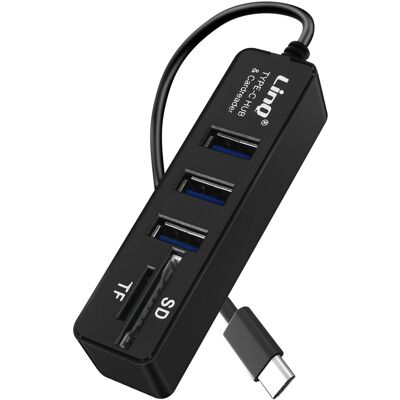Linq Hub Usb-C 5 En 1 Avec 3 Ports Usb Et Lecteur Carte Sd / Micro-Sd Noir - Publicité Linq Hub Usb-C 5 En 1 Avec 3 Ports Usb Et Lecteur Carte Sd / Micro-Sd Noir - Publicité