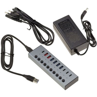 Kalea-Informatique Hub Multiprise Usb3 Aluminium 7 Ports Usb 3.0 5g A/c Et 3 Ports Pd - Publicité Kalea-Informatique Hub Multiprise Usb3 Aluminium 7 Ports Usb 3.0 5g A/c Et 3 Ports Pd - Publicité