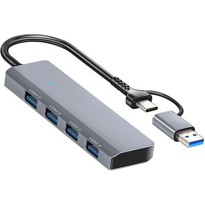 Linq Hub Usb Usb‑c 4‑en‑1 Avec 4 Ports Usb 3.0 Transfert De Données Rapide Gris - Publicité Linq Hub Usb Usb‑c 4‑en‑1 Avec 4 Ports Usb 3.0 Transfert De Données Rapide Gris - Publicité