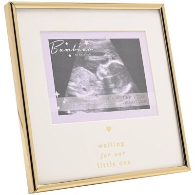 Bambino Cadre Photo Bébé Or En Attente Du Petit Cœur 4'X3' Sur Pied - Publicité Bambino Cadre Photo Bébé Or En Attente Du Petit Cœur 4'X3' Sur Pied - Publicité