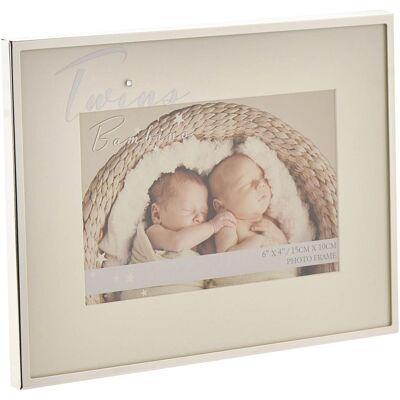 Cadre Photo Bébé 6” X 4” Bambino Argenté Unisexe - Jumeaux - Publicité Cadre Photo Bébé 6” X 4” Bambino Argenté Unisexe - Jumeaux - Publicité