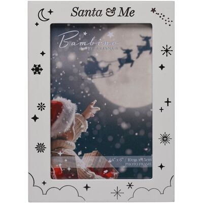Bambino Cadre Photo Noël Santa Et Moi 4' X 6' Blanc Et Argent - Publicité Bambino Cadre Photo Noël Santa Et Moi 4' X 6' Blanc Et Argent - Publicité