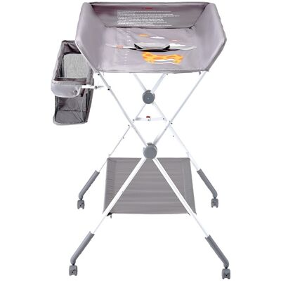 Sans Marque Table À Langer Pliable Bébé Avec Panier Latéral Et Roulettes Gris Clair - Publicité Sans Marque Table À Langer Pliable Bébé Avec Panier Latéral Et Roulettes Gris Clair - Publicité