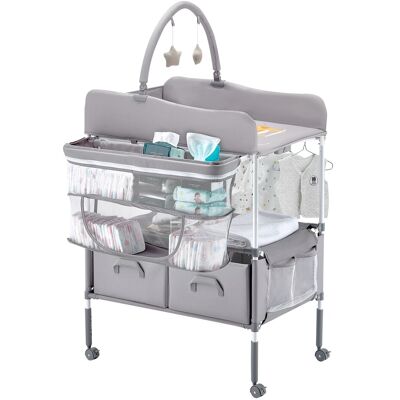 Vevor Table À Langer Pliable Avec Panier Latéral Et Barre De Suspension Gris - Publicité Vevor Table À Langer Pliable Avec Panier Latéral Et Barre De Suspension Gris - Publicité
