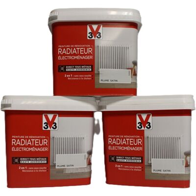 Lot Peinture V33 Radiateur / Electroménager \"Plume\" 3 X 0,75l - Publicité Lot Peinture V33 Radiateur / Electroménager \"Plume\" 3 X 0,75l - Publicité