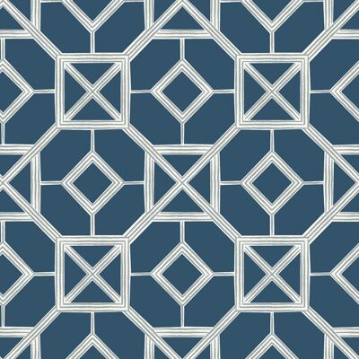 Fd26411_seychelles Art Deco Treillis Bleu Marine Blanc Fine Decor Papier Peint - Publicité Fd26411_seychelles Art Deco Treillis Bleu Marine Blanc Fine Decor Papier Peint - Publicité