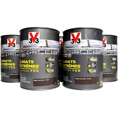 Lot Peinture Fer V33 \"Brun Havane Brillant\" 5 X 1,5l - Publicité Lot Peinture Fer V33 \"Brun Havane Brillant\" 5 X 1,5l - Publicité