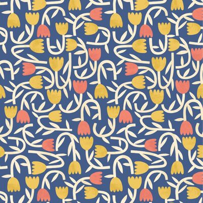 Ghs50137w - Papier Peint Indigo Mix Tiny Tulipe Glasshouse Ohpopsi - Publicité Ghs50137w - Papier Peint Indigo Mix Tiny Tulipe Glasshouse Ohpopsi - Publicité
