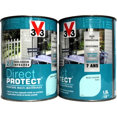 Lot Peinture V33 Multi- Matériaux \"Bleu Lagune\" 2 X 1,5l - Publicité Lot Peinture V33 Multi- Matériaux \"Bleu Lagune\" 2 X 1,5l - Publicité