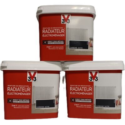 Lot Peinture V33 Radiateur / Electroménager \"Carbone\" 3 X 0,75l - Publicité Lot Peinture V33 Radiateur / Electroménager \"Carbone\" 3 X 0,75l - Publicité