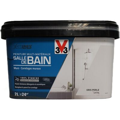Peinture V33 Salle De Bain \"Gris Perle\" 2l - Publicité Peinture V33 Salle De Bain \"Gris Perle\" 2l - Publicité