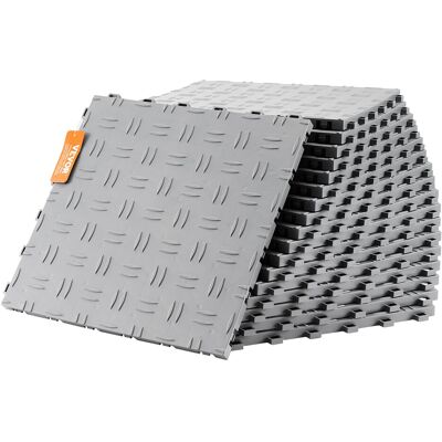 Uimoso Dalles Revêtement De Sol Garages Imbriqués Pp Lot De 50 305x305 Mm Argenté - Publicité Uimoso Dalles Revêtement De Sol Garages Imbriqués Pp Lot De 50 305x305 Mm Argenté - Publicité