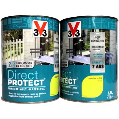 Lot Peinture V33 Multi- Matériaux \"Lumière D'Été\" 2 X 1,5l - Publicité Lot Peinture V33 Multi- Matériaux \"Lumière D'Été\" 2 X 1,5l - Publicité